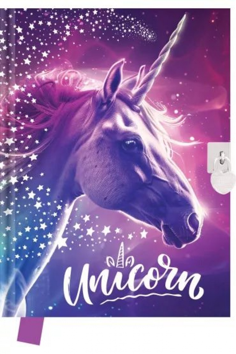 Pamiętnik z kłódką Unicorn 14x18cm.80k., Pamiętniki, Zeszyty i bloki