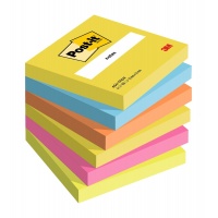 Karteczki samoprzylepne Post-it®, ENERGETIC, 76x76mm, 6x100 kart., Bloczki samoprzylepne, Papier i etykiety