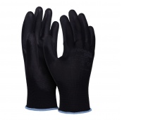 Gloves DONAU SAFETY PU Black, kat. II, size 9, black