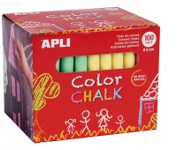 School chalk APLI, round, 9x80mm, 100 pcs, color mix