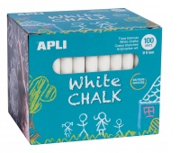 School chalk APLI, round, 9x80mm, 100 pcs, white