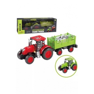 Traktor z przyczepą R/C 43x13x15cm 2 kol światło, Pojazdy, Zabawki