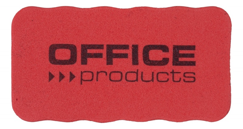 Gąbka magnetyczna OFFICE PRODUCTS, do tablic suchościeralnych, 110x57x20mm, z zawieszką, czerwona, Bloki, magnesy, gąbki, spraye do tablic, Prezentacja
