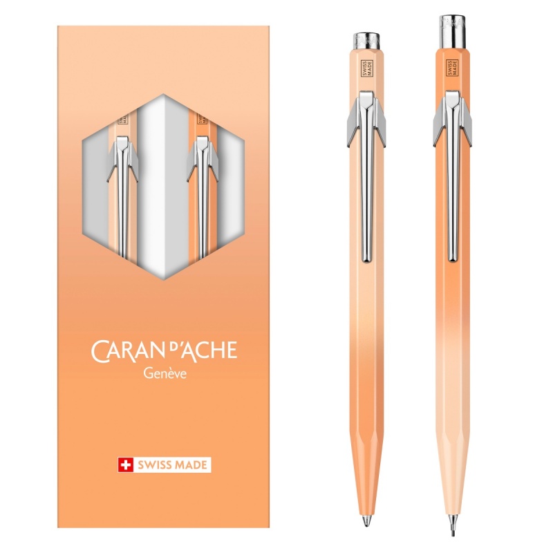 Pen set 849 and pencil 844 CARAN D'ACHE Sunset Sky, in case, orange