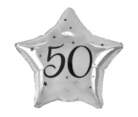 BALON FOLIOWY 19" GWIAZDA SREBRNA "50"