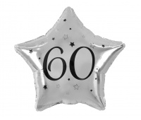 BALON FOLIOWY 19" GWIAZDA SREBRNA "60"