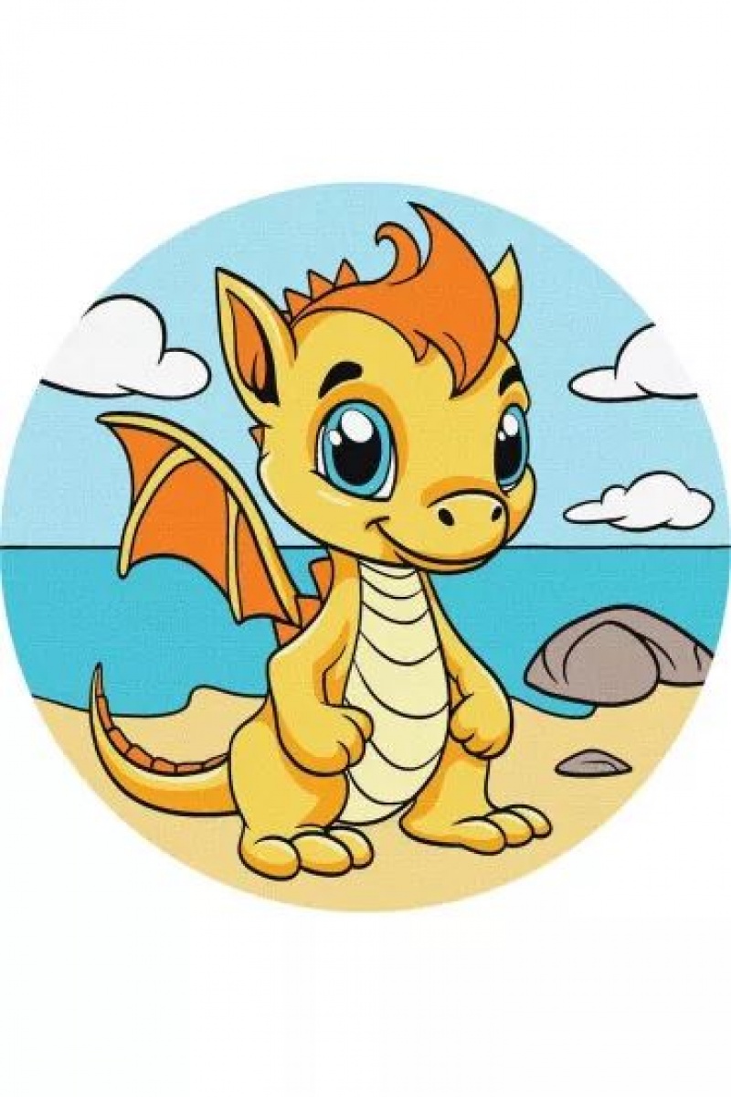 ZESTAW DO MAL.PO NUM. MAGICZNY SMOK 19CM., Zestawy kreatywne, Art. kreatywne