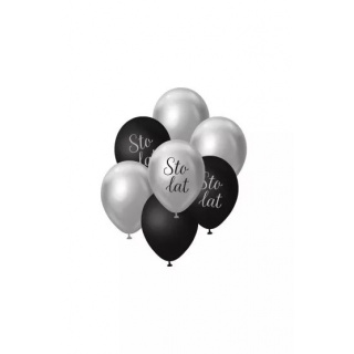 BUKIET BALONOWY B&C SREBRNO-CZARNY STO LAT 7szt., Balony, Art. na okazje i przyjęcia