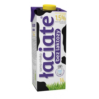 Mleko ŁACIATE, bez laktozy 1,5%, 1 l, krótki termin ważności, Mleka i śmietanki, Artykuły spożywcze