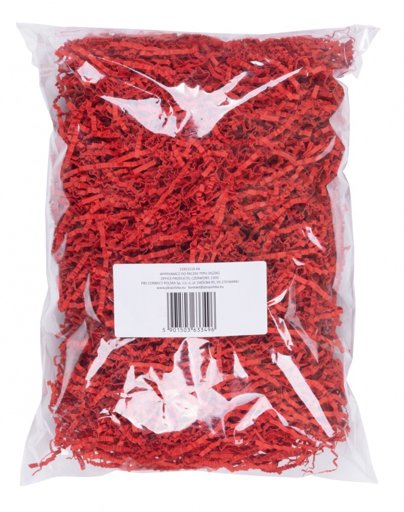 Wypełniacz do paczek OFFICE PRODUCTS, typ zigzag, 150g, czerwony, Wypełniacze, Koperty i akcesoria do wysyłek