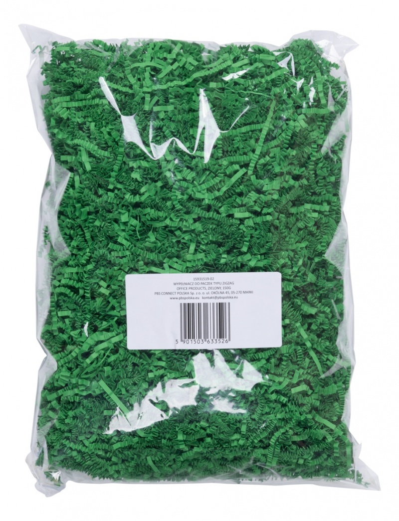 Wypełniacz do paczek OFFICE PRODUCTS, typ zigzag, 150g, zielony, Wypełniacze, Koperty i akcesoria do wysyłek