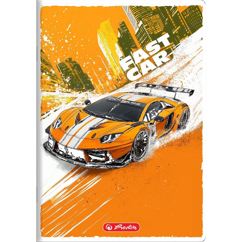 ZESZYT FAST CAR A5 16K.LINIA PODWÓJNA KOLOROWA, Zeszyty, Zeszyty i bloki