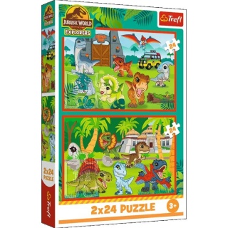 Puzzle 2x24 - Male dinozaury !!, 2w1, Puzzle
