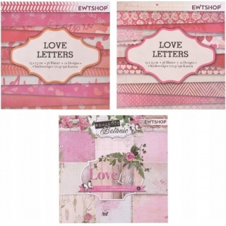 PAPIER Z MOTYWAMI "LOVE LETTERS/ZIMA" 15x15cm./3/, Scrapbooking, Art. kreatywne