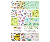 BLOK Z MOTYWAMI GARDEN 80GR.A4 15K. HAPPY COLOR, Scrapbooking, Art. kreatywne