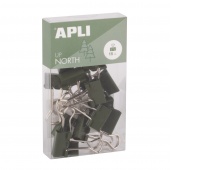 Klipy do dokumentów APLI Up North, 19mm, 15szt, pudełko z zawieszką, khaki, Klipy, Drobne akcesoria biurowe
