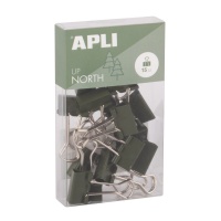 Klipy do dokumentów APLI Up North, 19mm, 15szt, pudełko z zawieszką, khaki, Klipy, Drobne akcesoria biurowe