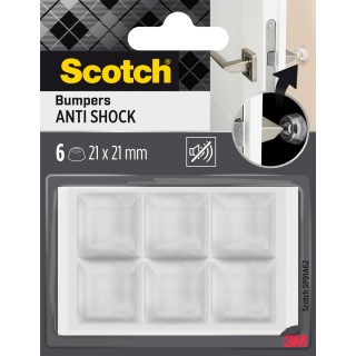 Odbojniki wygłuszające SCOTCH, samoprzylepne, kwadrat, 21x21mm, 6 szt., przezroczyste, Odbojniki, Wyposażenie biura