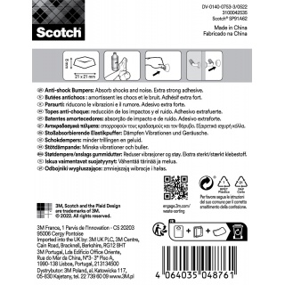 Odbojniki wygłuszające SCOTCH, samoprzylepne, kwadrat, 21x21mm, 6 szt., przezroczyste, Odbojniki, Wyposażenie biura