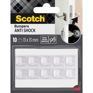 Odbojniki wygłuszające SCOTCH, samoprzylepne, kwadrat, 13x13mm, 10 szt., przezroczyste, Odbojniki, Wyposażenie biura