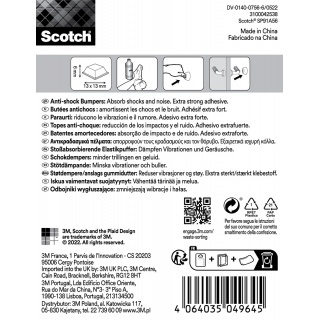 Odbojniki wygłuszające SCOTCH, samoprzylepne, kwadrat, 13x13mm, 10 szt., przezroczyste, Odbojniki, Wyposażenie biura
