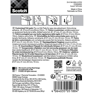 Regulowane podkładki filcowe SCOTCH, samoprzylepne, okrągłe, 19-37mm, 4 szt., brązowe, Podkładki, Wyposażenie biura
