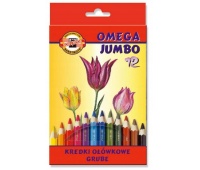KIN KREDKI OMEGA JUMBO 3382/1 12 KOLORÓW, Kredki ołówkowe, Plastyka