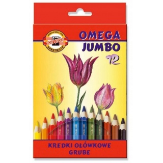 KIN KREDKI OMEGA JUMBO 3382/1 12 KOLORÓW, Kredki ołówkowe, Plastyka