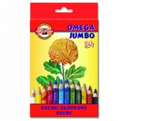 KIN KREDKI OMEGA JUMBO 3384/1 24 KOLORY, Kredki ołówkowe, Plastyka