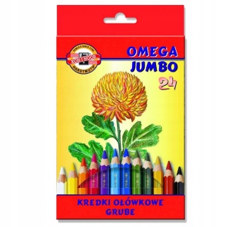 KIN KREDKI OMEGA JUMBO 3384/1 24 KOLORY, Kredki ołówkowe, Plastyka