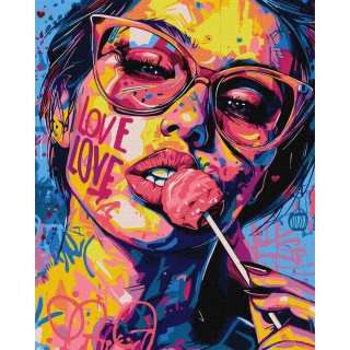 Malowanie po numerach IDEYKA, 40x50cm, dziewczyna z cukierkiem, 1 szt., w pudełku, Produkty kreatywne, Artykuły szkolne