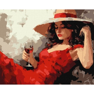 Malowanie po numerach IDEYKA, 40x50cm, dziewczyna w kapeluszu, 1 szt., w pudełku, Produkty kreatywne, Artykuły szkolne