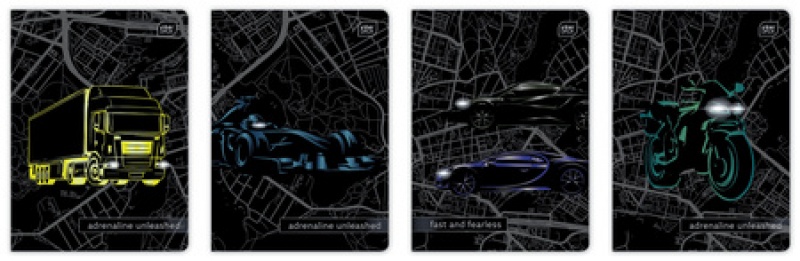 ZESZYT A5 32K.TRZY LINIE KOLOROWE UV CARS /10/, Zeszyty, Zeszyty i bloki