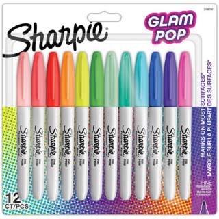 Markery permanentne Sharpie Fine Glam Pop 12 kol, Markery permanentne, Art. do pisania i korygowania
