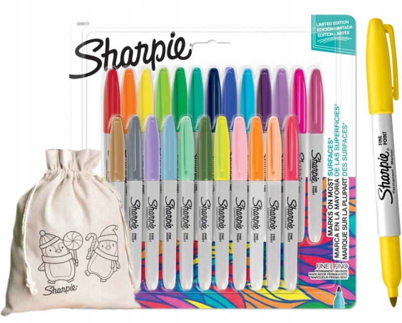 Markery Permanentne Sharpie Fine Zestaw 24 kolory, Markery permanentne, Art. do pisania i korygowania
