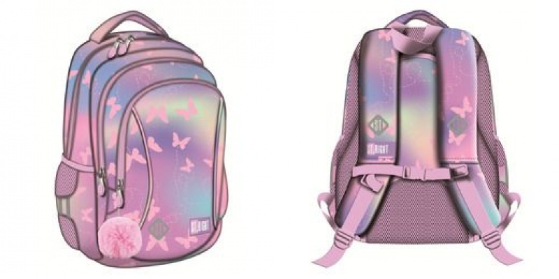 PLECAK 3-KOM.STRIGHT BP-26 PINK BUTTERFLIES mkmp, Plecaki, Tekstylia