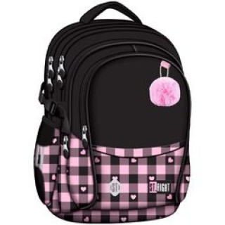 PLECAK 4-KOM.STRIGHT BP-01 PINK CHECKERED mkmp, Plecaki, Tekstylia