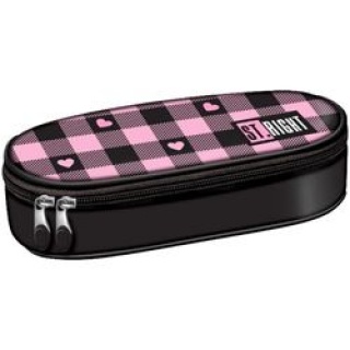 PIÓRNIK SASZETKA STRIGHT PC-01 PINK CHECKERED mkmp, Piórniki, Tekstylia