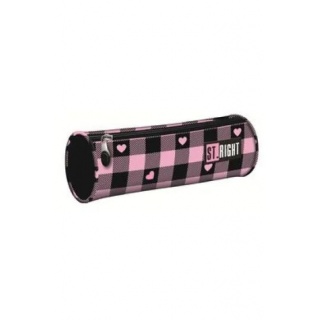 PIÓRNIK TUBA STRIGHT PU-01 PINK CHECKERED mkmp, Piórniki, Tekstylia