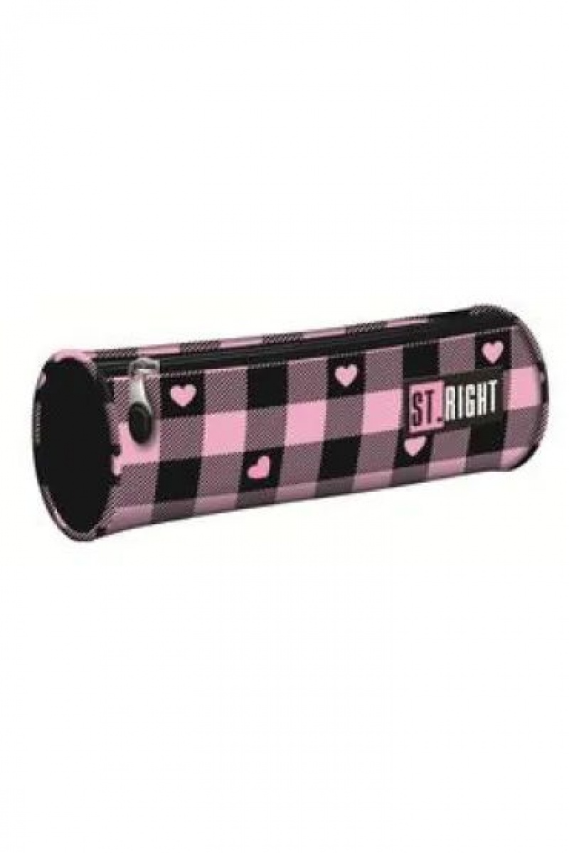 PIÓRNIK TUBA STRIGHT PU-01 PINK CHECKERED mkmp, Piórniki, Tekstylia