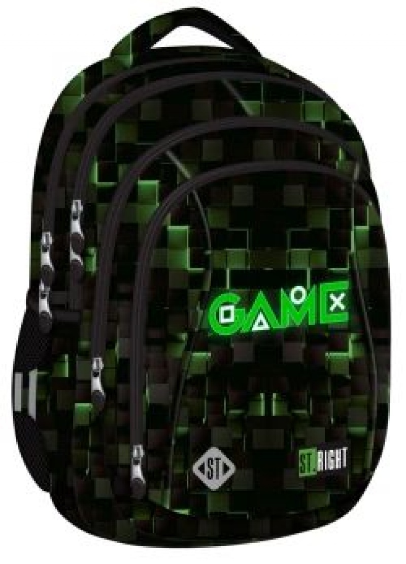 PLECAK 4-KOM.STRIGHT BP-04 GREEN GAME mkmp, Plecaki, Tekstylia