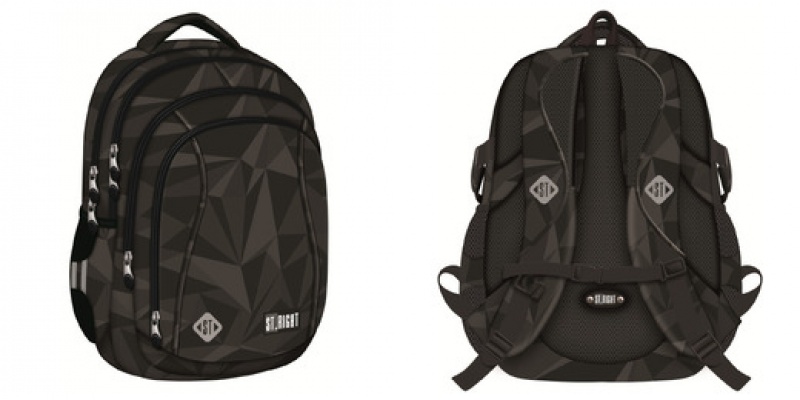 PLECAK 4-KOM.STRIGHT BP-04 GEOMETRIC GREY mkmp, Plecaki, Tekstylia
