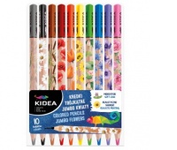 KREDKI TRÓJKĄTNE JUMBO KWIATY 10 KOL.KIDEA