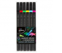 MARKERY BRUSH Z CIENKOPISEM 6 KOL.KIDEA