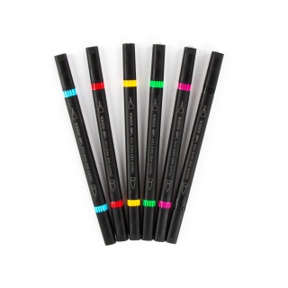 MARKERY BRUSH Z CIENKOPISEM 6 KOL.KIDEA, Flamastry, Plastyka