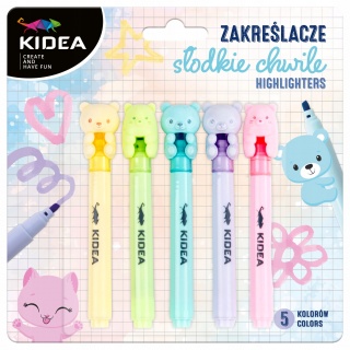 ZAKREŚLACZE SŁODKIE CHWILE 5 KOL.KIDEA, Zakreślacze, Art. do pisania i korygowania
