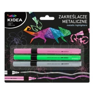 ZAKREŚLACZE METALICZNE 3 KOL.KIDEA, Zakreślacze, Art. do pisania i korygowania