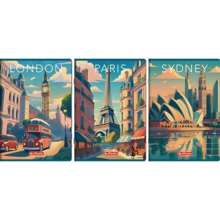 ZESZYT RETRO CITY A4 80K.KRATKA, Zeszyty, Zeszyty i bloki