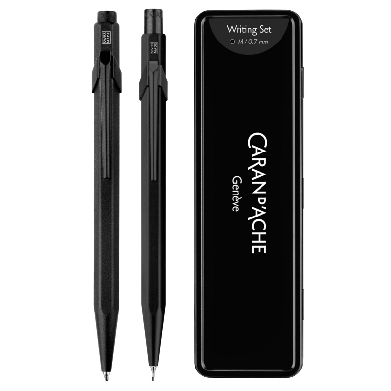 Zestaw długopis 849 i ołówek 844 CARAN D'ACHE Black Code, w etui, czarny, Długopisy, Artykuły do pisania i korygowania