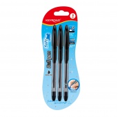Długopis KEYROAD Ball Pen Soft Jet, miękki uchwyt, 0,7mm, 3 szt., blister, czarny, Długopisy, Artykuły do pisania i korygowania